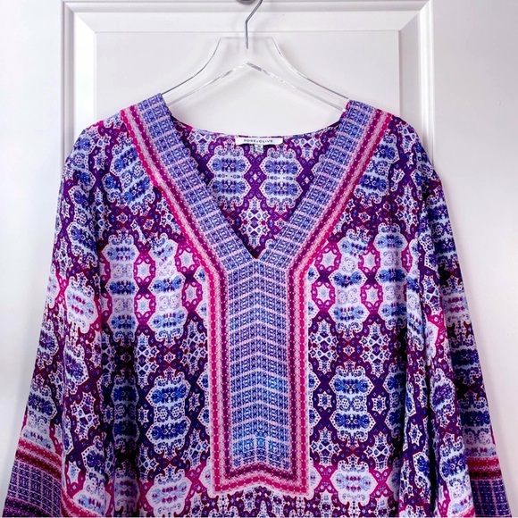 Rose + Olive Women’s Plus Size Boho Medallion Pink Purple Blouse- 3X - Picture 4 of 5